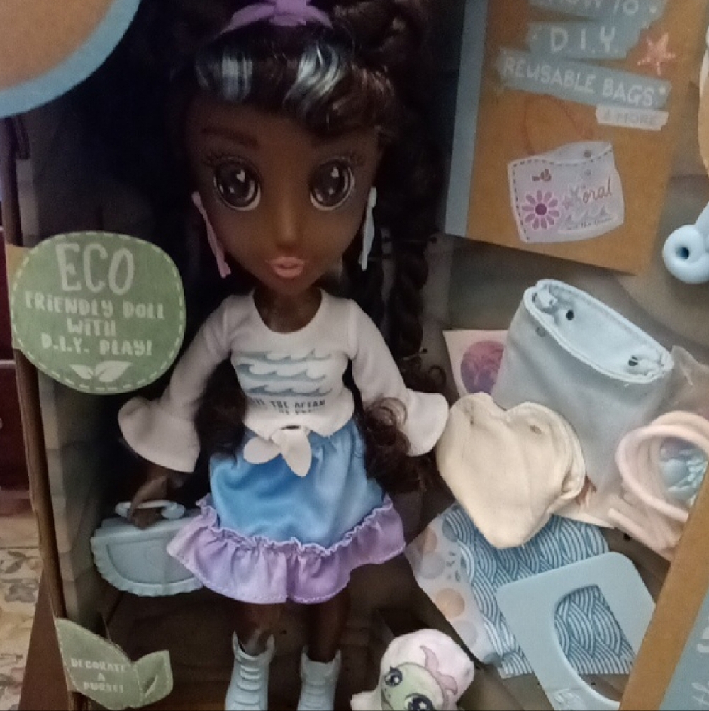 Eco-Friendly Doll with DIY Plush - Blue and White